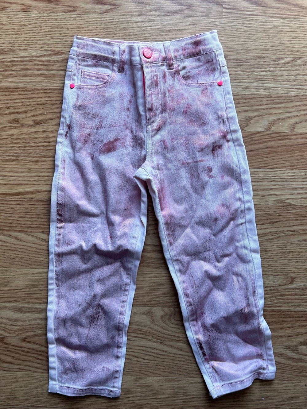 Billieblush Metallic Pink Denim Pants Size 6 Girls